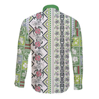 Hawaii Makahiki Turtle Long Sleeve Button Shirt Green Tapa Pattern LT05 - Polynesian Pride