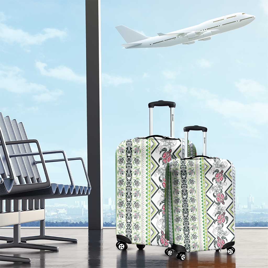 Hawaii Makahiki Turtle Luggage Cover Green Tapa Pattern LT05 - Polynesian Pride