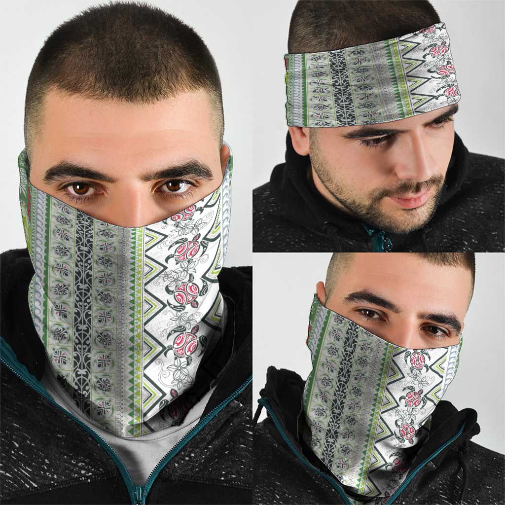 Hawaii Makahiki Turtle Neck Gaiter Green Tapa Pattern LT05 - Polynesian Pride