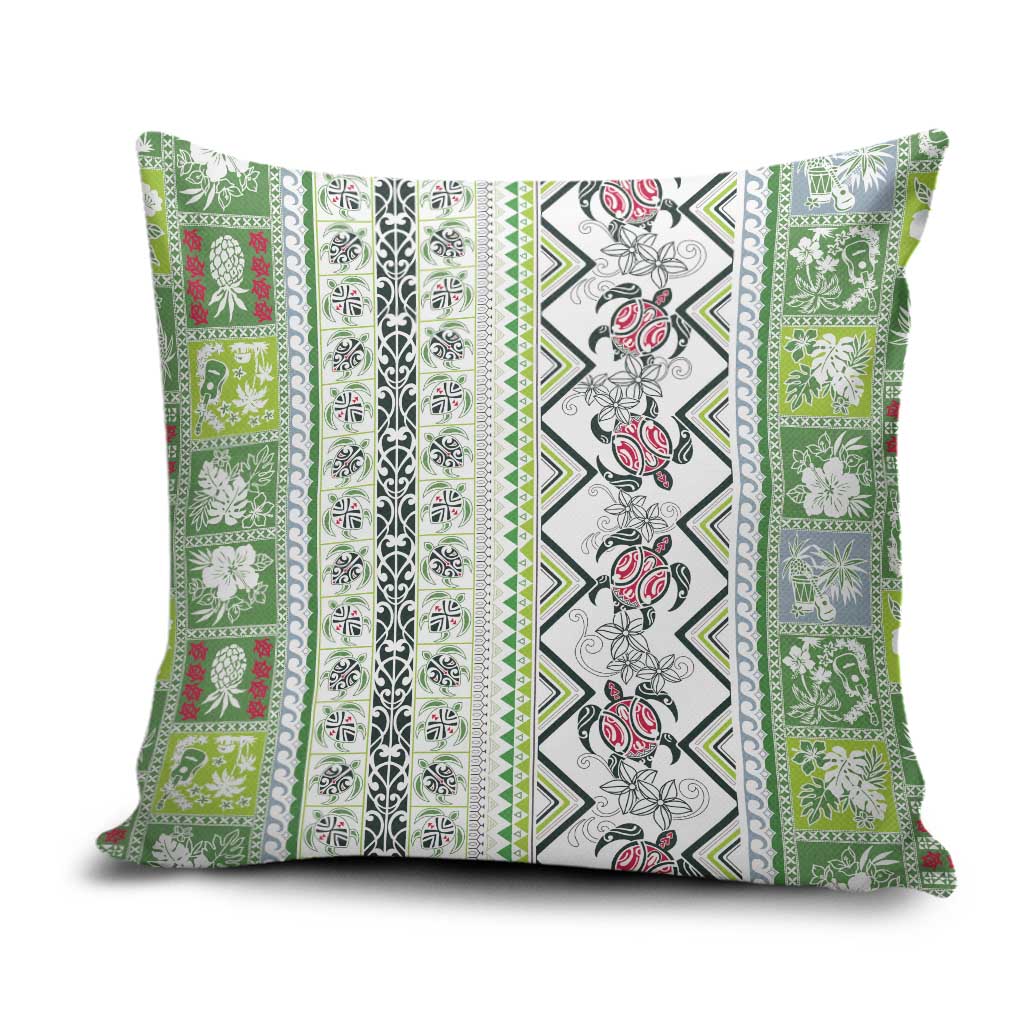 Hawaii Makahiki Turtle Pillow Cover Green Tapa Pattern LT05 Green - Polynesian Pride