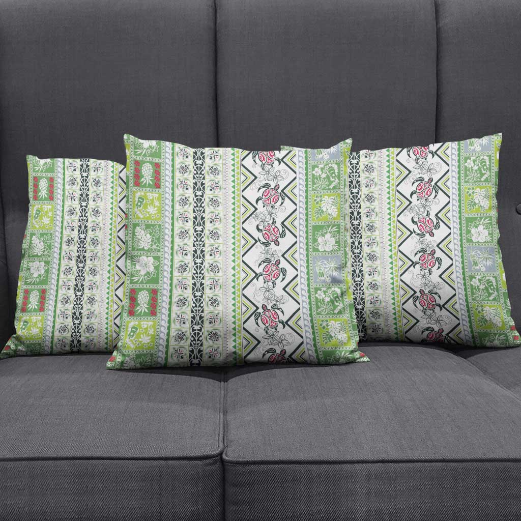 Hawaii Makahiki Turtle Pillow Cover Green Tapa Pattern LT05 - Polynesian Pride