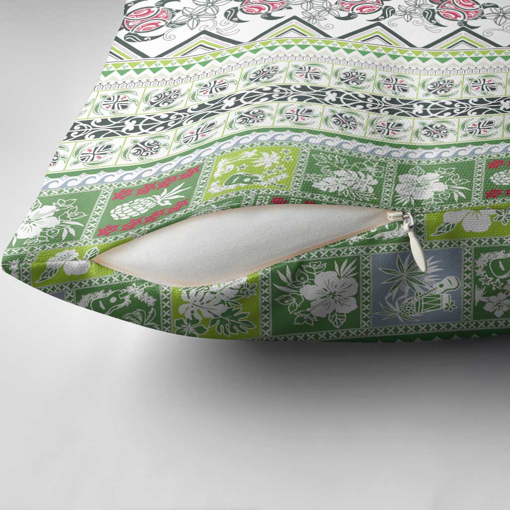 Hawaii Makahiki Turtle Pillow Cover Green Tapa Pattern LT05 - Polynesian Pride
