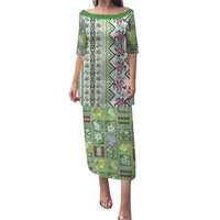Hawaii Makahiki Turtle Puletasi Green Tapa Pattern LT05 Long Dress Green - Polynesian Pride