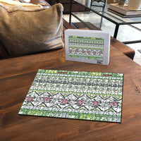 Hawaii Makahiki Turtle Puzzle Green Tapa Pattern LT05 - Polynesian Pride