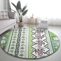 Hawaii Makahiki Turtle Round Carpet Green Tapa Pattern LT05 - Polynesian Pride