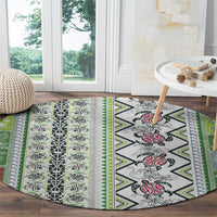 Hawaii Makahiki Turtle Round Carpet Green Tapa Pattern LT05 - Polynesian Pride