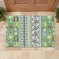 Hawaii Makahiki Turtle Rubber Doormat Green Tapa Pattern LT05 Green - Polynesian Pride