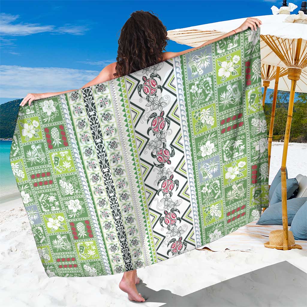 Hawaii Makahiki Turtle Sarong Green Tapa Pattern LT05 One Size 44 x 66 inches Green - Polynesian Pride