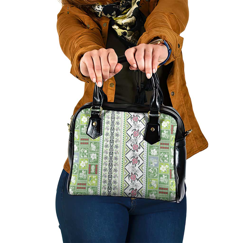 Hawaii Makahiki Turtle Shoulder Handbag Green Tapa Pattern LT05 One Size Green - Polynesian Pride