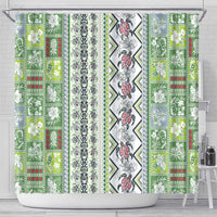 Hawaii Makahiki Turtle Shower Curtain Green Tapa Pattern LT05 - Polynesian Pride