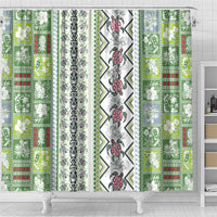 Hawaii Makahiki Turtle Shower Curtain Green Tapa Pattern LT05 - Polynesian Pride