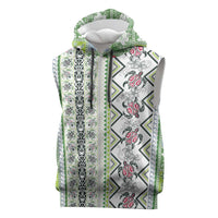 Hawaii Makahiki Turtle Sleeveless Hoodie Green Tapa Pattern LT05 Green - Polynesian Pride
