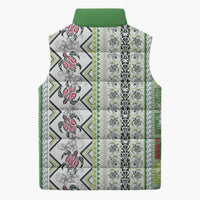 Hawaii Makahiki Turtle Sleeveless Puffer Jacket Green Tapa Pattern LT05 - Polynesian Pride