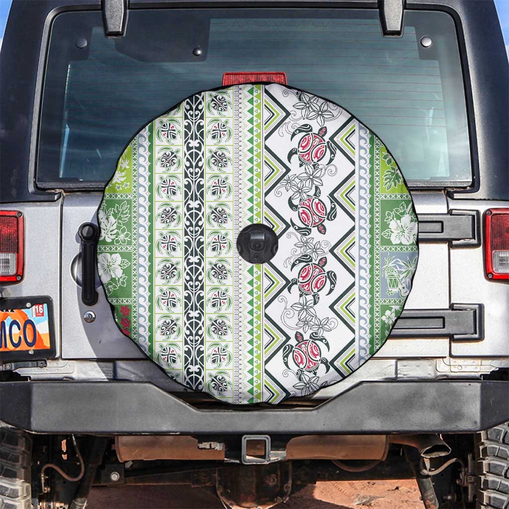 Hawaii Makahiki Turtle Spare Tire Cover Green Tapa Pattern LT05 Green - Polynesian Pride