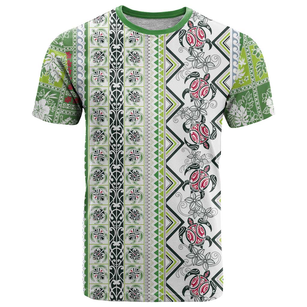 Hawaii Makahiki Turtle T Shirt Green Tapa Pattern LT05 Green - Polynesian Pride