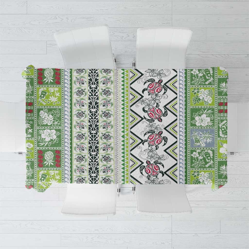 Hawaii Makahiki Turtle Tablecloth Green Tapa Pattern LT05 Green - Polynesian Pride