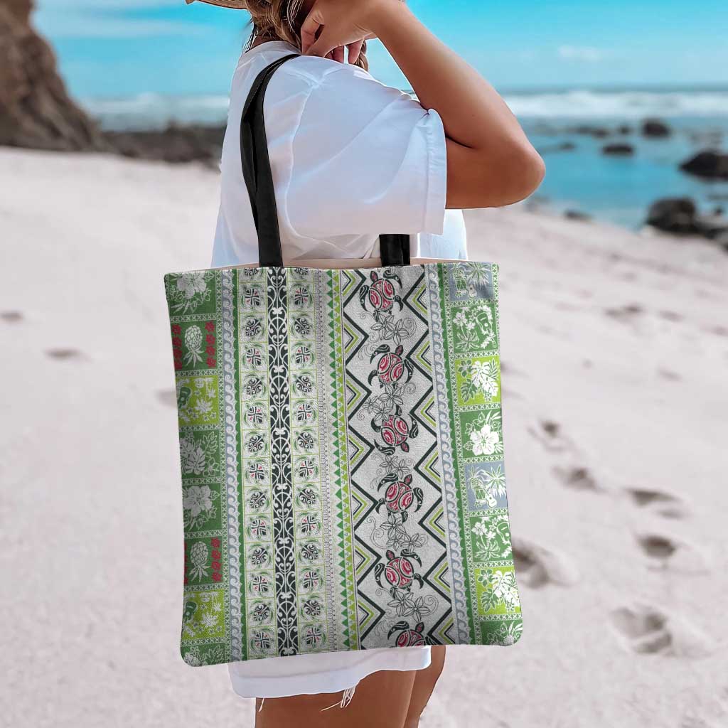 Hawaii Makahiki Turtle Tote Bag Green Tapa Pattern LT05 - Polynesian Pride