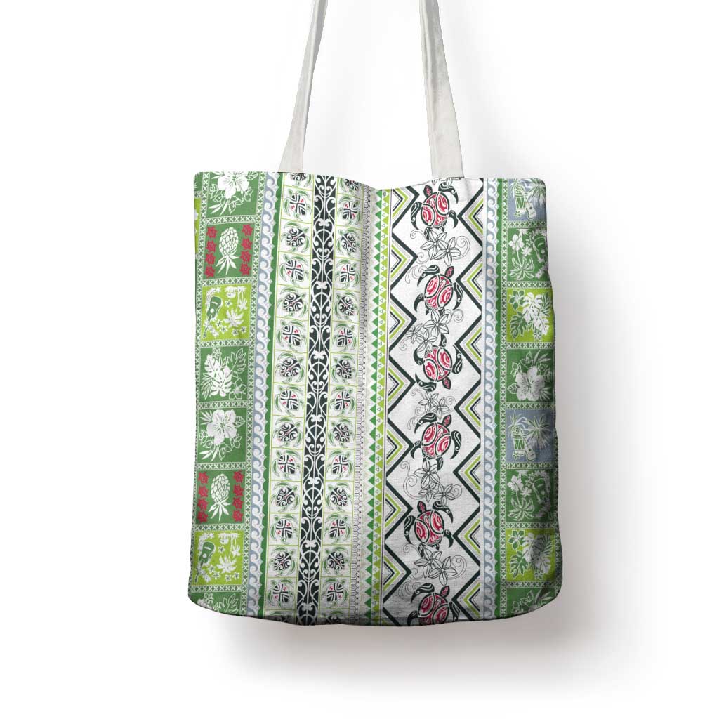 Hawaii Makahiki Turtle Tote Bag Green Tapa Pattern LT05 - Polynesian Pride