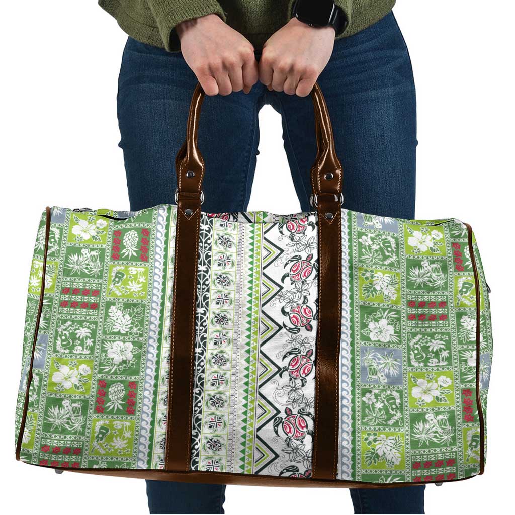 Hawaii Makahiki Turtle Travel Bag Green Tapa Pattern LT05 Green - Polynesian Pride