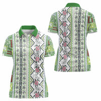 Hawaii Makahiki Turtle Women Polo Shirt Green Tapa Pattern LT05 - Polynesian Pride