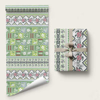 Hawaii Makahiki Turtle Wrapping Paper Green Tapa Pattern LT05 58" × 23" Green - Polynesian Pride