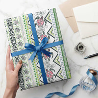Hawaii Makahiki Turtle Wrapping Paper Green Tapa Pattern LT05 - Polynesian Pride