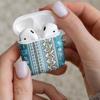 Hawaii Makahiki Turtle AirPods Case Blue Tapa Pattern LT05 - Polynesian Pride
