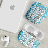 Hawaii Makahiki Turtle AirPods Case Blue Tapa Pattern LT05 - Polynesian Pride
