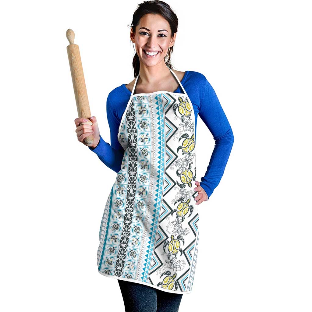 Hawaii Makahiki Turtle Apron Blue Tapa Pattern LT05 - Polynesian Pride