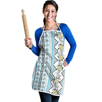 Hawaii Makahiki Turtle Apron Blue Tapa Pattern LT05 - Polynesian Pride