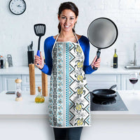 Hawaii Makahiki Turtle Apron Blue Tapa Pattern LT05 - Polynesian Pride