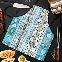 Hawaii Makahiki Turtle Apron Blue Tapa Pattern LT05 Blue - Polynesian Pride