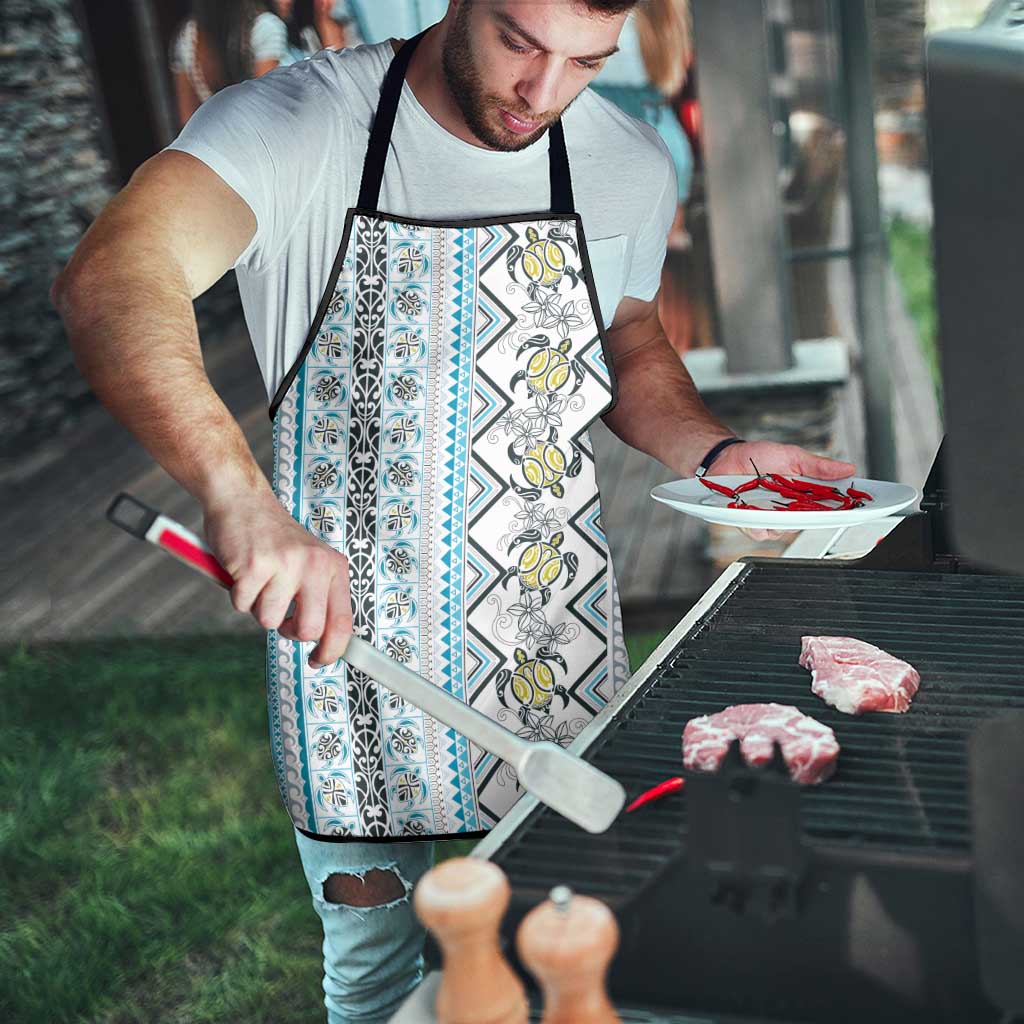 Hawaii Makahiki Turtle Apron Blue Tapa Pattern LT05 - Polynesian Pride
