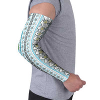 Hawaii Makahiki Turtle Arm Sleeves Blue Tapa Pattern LT05 - Polynesian Pride