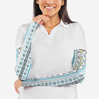 Hawaii Makahiki Turtle Arm Sleeves Blue Tapa Pattern LT05 - Polynesian Pride