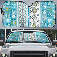 Hawaii Makahiki Turtle Auto Sun Shade Blue Tapa Pattern LT05 Blue - Polynesian Pride