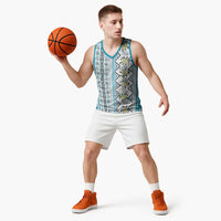 Hawaii Makahiki Turtle Basketball Jersey Blue Tapa Pattern LT05 - Polynesian Pride