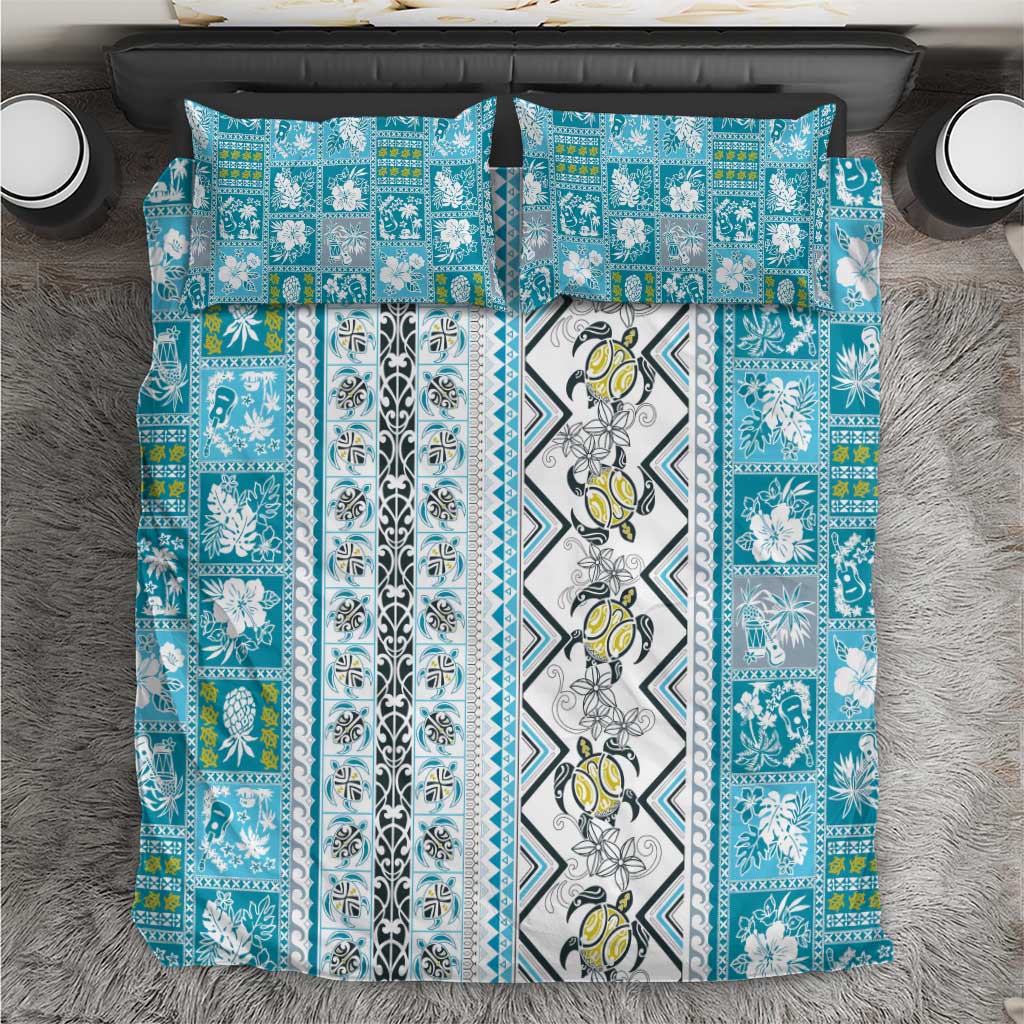 Hawaii Makahiki Turtle Bedding Set Blue Tapa Pattern LT05 Blue - Polynesian Pride