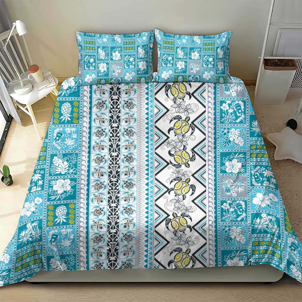Hawaii Makahiki Turtle Bedding Set Blue Tapa Pattern LT05 - Polynesian Pride