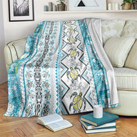 Hawaii Makahiki Turtle Blanket Blue Tapa Pattern LT05 Blue - Polynesian Pride