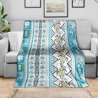 Hawaii Makahiki Turtle Blanket Blue Tapa Pattern LT05 - Polynesian Pride