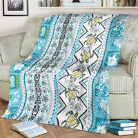 Hawaii Makahiki Turtle Blanket Blue Tapa Pattern LT05 - Polynesian Pride