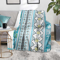 Hawaii Makahiki Turtle Blanket Blue Tapa Pattern LT05 - Polynesian Pride
