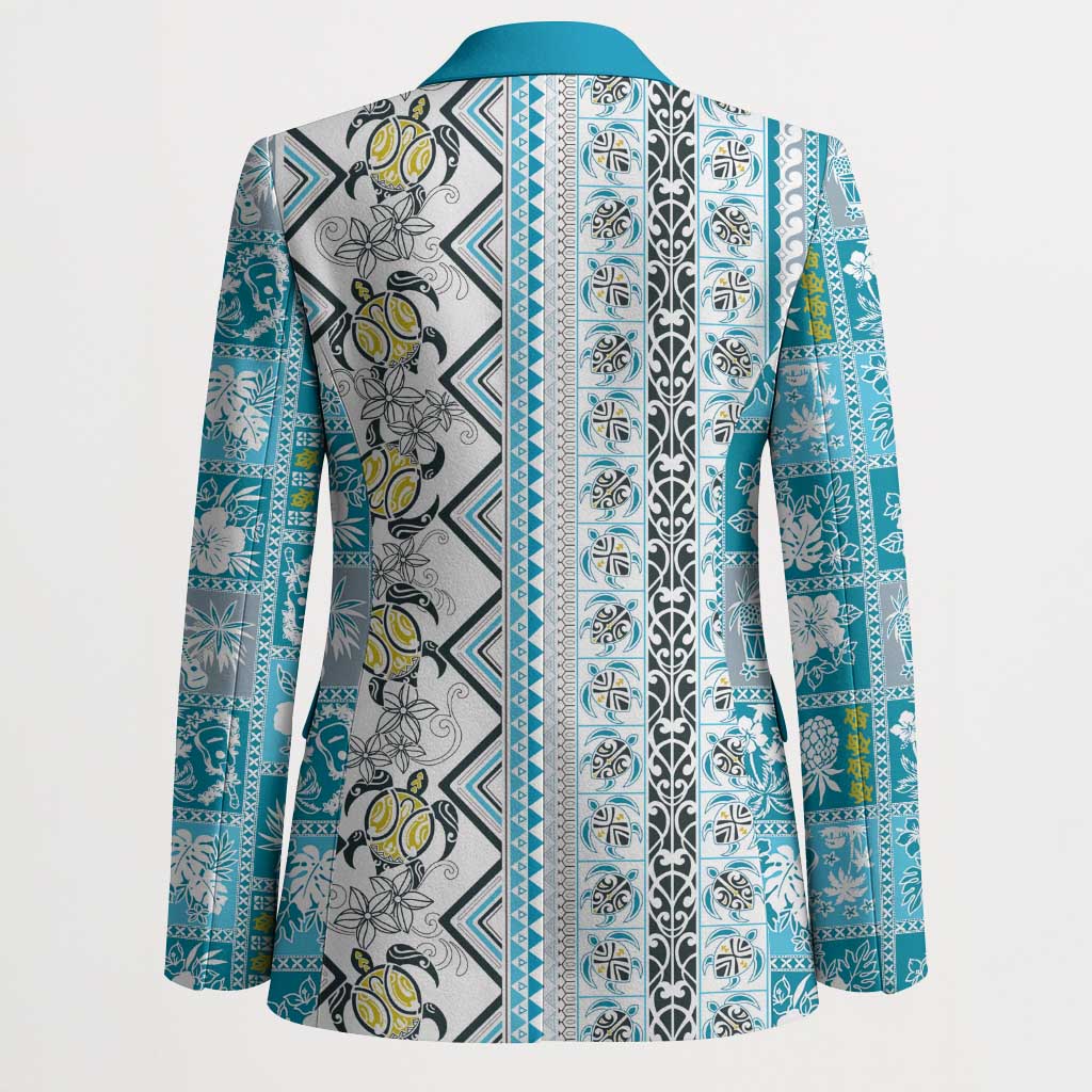 Hawaii Makahiki Turtle Blazer Blue Tapa Pattern LT05 - Polynesian Pride