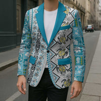 Hawaii Makahiki Turtle Blazer Blue Tapa Pattern LT05 - Polynesian Pride