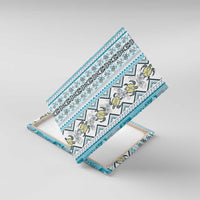Hawaii Makahiki Turtle Canvas Wall Art Blue Tapa Pattern LT05 With Frame Blue - Polynesian Pride