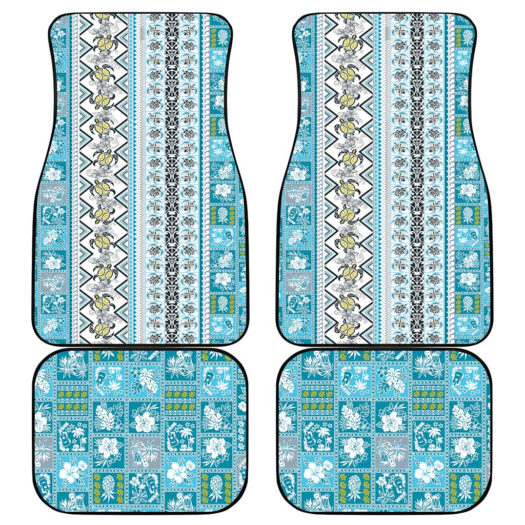 Hawaii Makahiki Turtle Car Mats Blue Tapa Pattern LT05 - Polynesian Pride