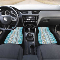 Hawaii Makahiki Turtle Car Mats Blue Tapa Pattern LT05 Set 2pcs - Front Blue - Polynesian Pride