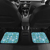 Hawaii Makahiki Turtle Car Mats Blue Tapa Pattern LT05 Set 2pcs - Back Blue - Polynesian Pride
