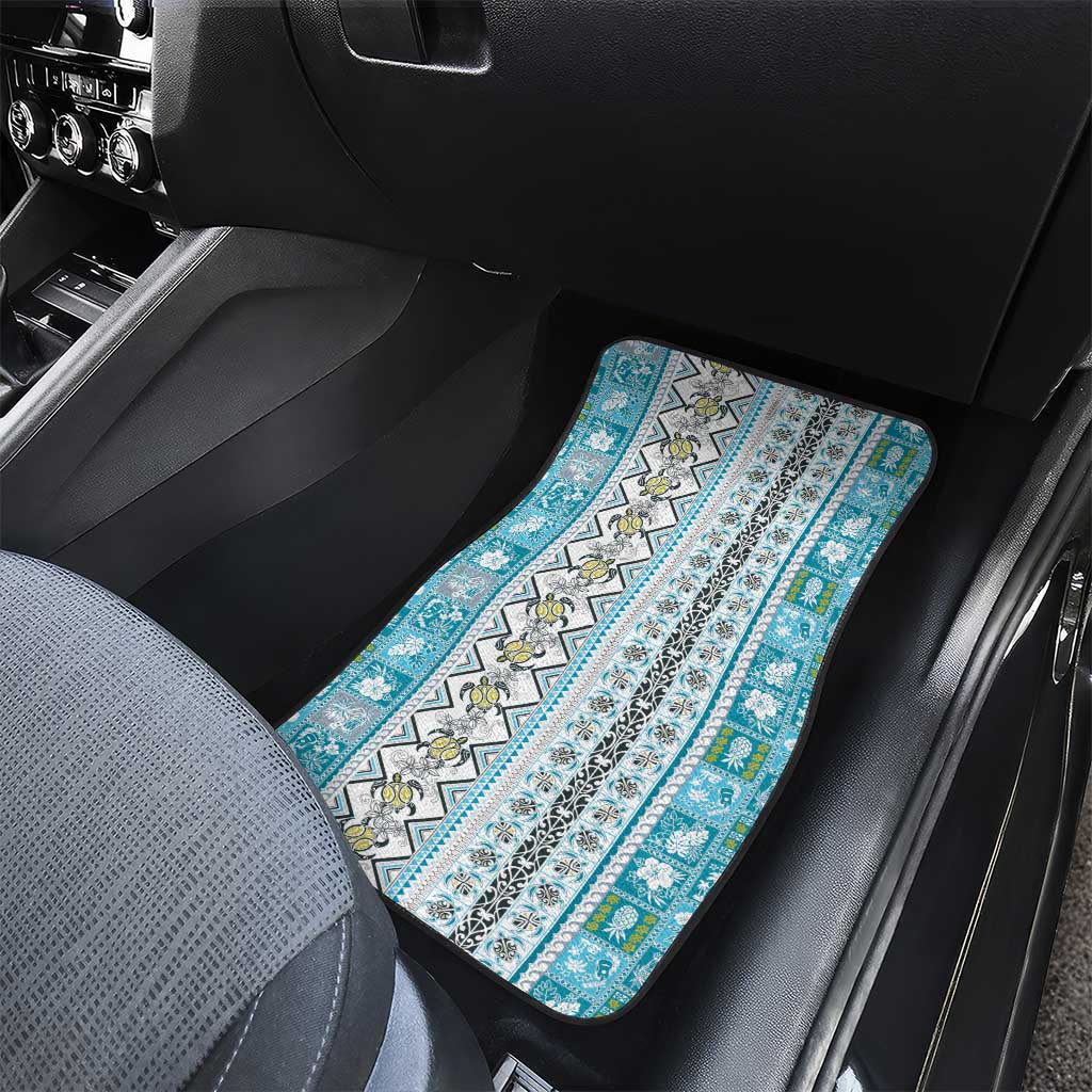 Hawaii Makahiki Turtle Car Mats Blue Tapa Pattern LT05 - Polynesian Pride